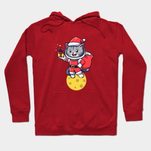 Space cat in Santa Claus suit Hoodie